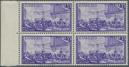 14769 Italien: 1948, 35 L. "EILMARKE", Gut Zentrierter 4er-Block Mit Linkem Rand, Postfrisch (Sassone 750. - Poststempel