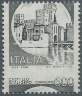 14775 Italien: 1980, 600 L Scaliger-Kastell, Simione, In Black Without Green Color And Misperforated, With - Marcophilie