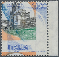 14776 Italien: 1980, Montagnana Fort (Padova) 1.000 Lire From Right Margin With HEAVY SHIFTED Colours And - Marcophilie