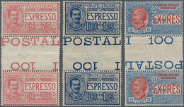 14781 Italien - Zusammendrucke: 1925/1926 3 Express-Stamps In Vertical Gutter Pairs. Each Folded And Signe - Ohne Zuordnung