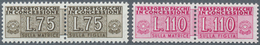 14785 Italien - Gebührenmarken: Paketzustellung: 1955, 75 L. Sepia And 110 L. Red Lilac With Watermark 4, - Pacchi Postali