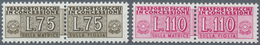 14785 Italien - Gebührenmarken: Paketzustellung: 1955, 75 L. Sepia And 110 L. Red Lilac With Watermark 4, - Colis-postaux