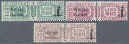 14796 Italien - Paketmarken: 1944, "REPUBBLICA SOCIALE" Overprints, 2l. Green, 10l. Lilac And 20l. Lilac, - Colis-postaux