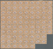 14805 Italien - Portomarken: 1870, "50 C. Orange And Carmin", Block Of 85 Used With TRAPANI 1 LUG 86 Postm - Taxe