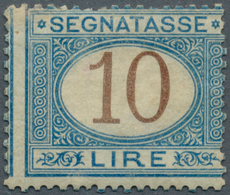 14811 Italien - Portomarken: 1870: 10 Lire Segnatasse Blue And Brown, Typical Shifted Perforation, Short D - Segnatasse