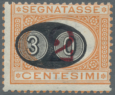 14815 Italien - Portomarken: 1890, "30 On 2 C. Orange And Carmine" Showing The Sucharge Strongly Shifted T - Taxe