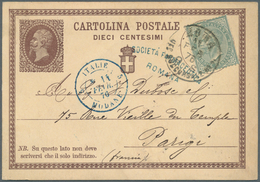 14855 Italien - Ganzsachen: 1867: Two 10 C Postal Stationery Cards, Both With Additional 5 C DLR, Both Pos - Interi Postali