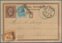 14857 Italien - Ganzsachen: 1874, 7. January: 10 C Postal Stationery Card With 10 C Orange DLR And 20 C Bl - Interi Postali