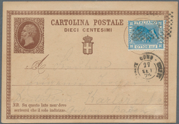 14857A Italien - Ganzsachen: 1874, 10 C Brown Postal Stationery Card, Uprated With 20 C Blue Emanuel II., S - Ganzsachen