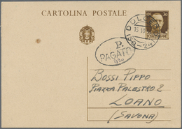 14867 Italien - Ganzsachen: 1944/1945: Postal Stationery Card 30 C Brown, Posted "DOLEDO 15 10 44" With Ov - Interi Postali