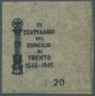 14880 Italien - Besonderheiten: 1945, Luogotenenza, 7 Dec, "IV CENTENARIO DEL CONCILIO DI TRENTO 1545-1945 - Ohne Zuordnung