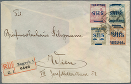 14891 Jugoslawien: 1918, Croatia "SHS" Issue, 2 F Ochre And 6 F Greenish Blue, Each With Double Overprint, - Storia Postale