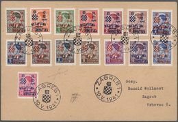 14905 Kroatien: 1941, 3rd Overprint Issue, 25p. To 30din., Complete Set Of 15 Values On Addressed Envelope - Croazia