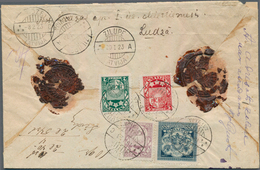 14936 Lettland: 1923, 127rbl. Franking (=2.54lat.) On Reverse Of Insured Letter 240lat./10gr. From "LUDZE - Lettonia