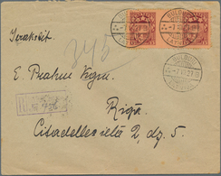 14942 Lettland: 1925, 15 S Redbrown/salmon Perf. L 11 1/3 As A Gutter Pair With The Left Stamp Imprinted O - Lettonia