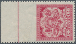 14945 Lettland: 1925, 10 L. Staatswappen, Schneeweißes, Völlig Postfrisches Luxus-Oberrandstück Oben UNGEZ - Lettonie