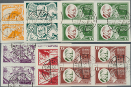 14950 Lettland: 1930, Serie "Rainis-Fonds", Sehr Seltene Luxus-Viererblocks Mit Glasklarem 1. Tag-Stempel, - Lettland