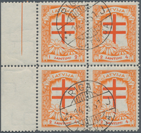 14954 Lettland: 1930, 2S / 4S "Tuberkulose Fürsorge" Gestempelter Wagerechter 4er-Block Mit Linkem Rand, G - Lettonia