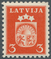 14993 Lettland: 1940, 3 S. Wappen Orangerot, OHNE WASSERZEICHEN, Postfrisch In Einwandfreier Qualität, Seh - Lettonie