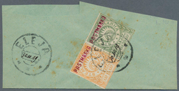 14994 Lettland - Lokalausgaben: Elley (Eleja): 1919, 15 Kap Orange-yellow And 30 Kap Green, Mixed Franking - Lettland