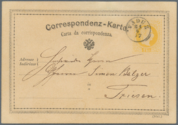 14996B Liechtenstein - Vor- Und Mitläufer: 1872: Österreichische Ganzsachenkarte 2 Kr. Gelb Mit Deutsch-ita - ...-1912 Préphilatélie