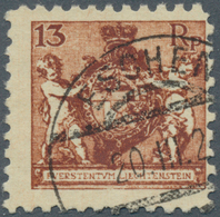 15011 Liechtenstein: 1924, 13 Rp. Freimarken-Ausgabe Glasklar Gestempelt Und Zeitgerecht, Stempel ESCHEN 2 - Briefe U. Dokumente