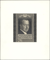 15021 Liechtenstein: 1930er/40er. Künstlerzeichnung Für Ein Nicht-verausgabtes 2 Fr Markendesign "Prinz Fr - Storia Postale