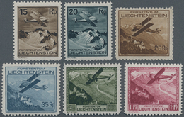 15029 Liechtenstein: 1930, 15 Rp.- 1Fr. Flugpost, Kpl. Postfr. Luxussatz. - Storia Postale