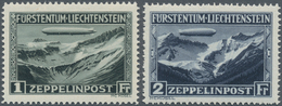 15030 Liechtenstein: 1931, 1 Fr.-2 Fr., Zeppeline, Postfr. Perfekt Zentrierter Luxussatz. (Mi. 700,-?) - Storia Postale