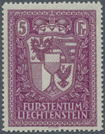 15042 Liechtenstein: 1935 5 Fr. Schwarzrotviolett, Postfrisch Und In Sehr Guter Erhaltung. (Mi. 850,- ?) - Briefe U. Dokumente