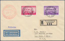 15046 Liechtenstein: 1936, 1 Fr. Und 2 Fr. Auf Brief Mit Der Nordamerikafahrt Der Hindenburg Von "TRIESENB - Storia Postale