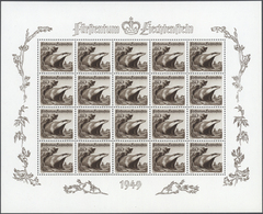 15051 Liechtenstein: 1950, 20 Rp.- 80 Rp., Jagd, Kleinbogensatz A 20 Marken, Tadellos Postfr. (L.B.K. 2.20 - Briefe U. Dokumente