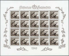 15051 Liechtenstein: 1950, 20 Rp.- 80 Rp., Jagd, Kleinbogensatz A 20 Marken, Tadellos Postfr. (L.B.K. 2.20 - Lettres & Documents