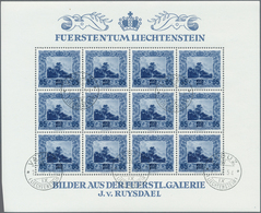 15062 Liechtenstein: 1954, 35 Rp.- 65 Rp., Gemälde, Gest. Luxuskleinbogenserie Mit Abart 328 I, Mit Erstta - Lettres & Documents