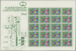 15064 Liechtenstein: 1960, 50 Rp. Europa Im Kleinbogen Zu 20 Marken, Postfrisch, Mittig Senkrecht Mit Inte - Briefe U. Dokumente