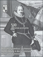 15067 Liechtenstein: 2008, 400 Jahre Fürstenhaus, Alle Zehn Verschiedenen Ungezähnten Phasendrucke - Briefe U. Dokumente