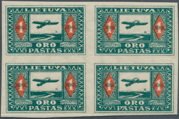 15082 Litauen: 1921, Airmails 1a. Green/red, Imperforate Block Of Four, Unmounted Mint. Only 4.378 Issued. - Lituania