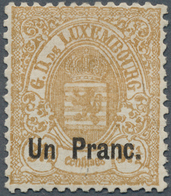 15095B Luxemburg: 1875, "Un Pranc" Auf 37 1/2 Cent. Gelbbraun In Ungebrauchter Erhaltung Mit Vollem Origina - Autres & Non Classés