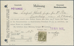 15098 Luxemburg: 1926, 10 C Olive-green Charlotte, Single Franking On Reminder Form In German Language Fro - Autres & Non Classés