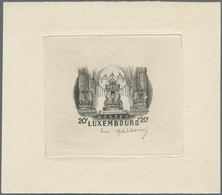 15113 Luxemburg: 1945. Epreuve D'artiste Signée In Black For 20f+20f Value Of The Issue "Our Lady Of Lusem - Autres & Non Classés