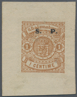 15142 Luxemburg - Dienstmarken: 1881/1884, 1 Cent. Brau Als Postfrische Druckprobe Mit Breitem "S.P." - Dienstmarken