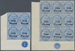 15162 Malta: 1902, QV 2½d Dull Blue Block Of Nine And Brigh Blue Block Of Four Both From Lower Left Corner - Malte