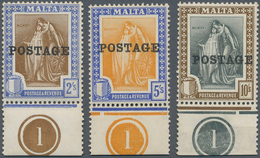 15166 Malta: 1926, 'Melita' Definitives With Opt. 'POSTAGE' Complete Set Incl. Singles Of 2s., 5s. And 10s - Malte