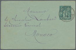 15174 Monaco - Vorläufer: 1885, France: 5 C Green Sage Postal Stationery Envelope, Local Usage As Forerunn - ...-1885 Precursori