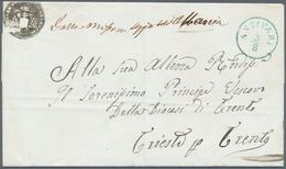 15222 Montenegro: 1867 (ca.), "ANTIVARI 5.8.", Cds. In Blue, Clear On Folded Cover Via Triest To Trient Wi - Montenegro