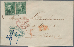 15235 Niederlande: 1869, 20 C Dark Green Willem III., Horizontal Pair, Tied By Boxed FRANCO, Multiple Fran - Lettres & Documents