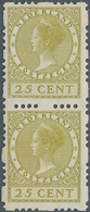 15247 Niederlande: 1924, 25 C. Wilhelmina, Postfr. Senkr. Paar, Sehr Seltene Rollenzähnung Mitte 2 Gaats S - Briefe U. Dokumente