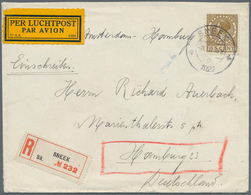 15253 Niederlande: 1927, 35 C Olive-brown Wilhelmina, Exact Rate Single Franking On Registered Airmail Cov - Lettres & Documents