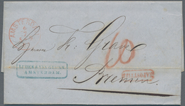 15266 Niederlande - Stempel: 1865, Two Folded Letters With Red AMSTERDAM Cds, Red Respectively Black Boxed - Storia Postale