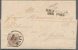 15304 Österreich: 1850, 6 Kr. Braun HP Als ZWERGSCHNITT Auf Faltbrief Von 'LINZ 21/JAN' (1852) Nach St. Ga - Ungebraucht
